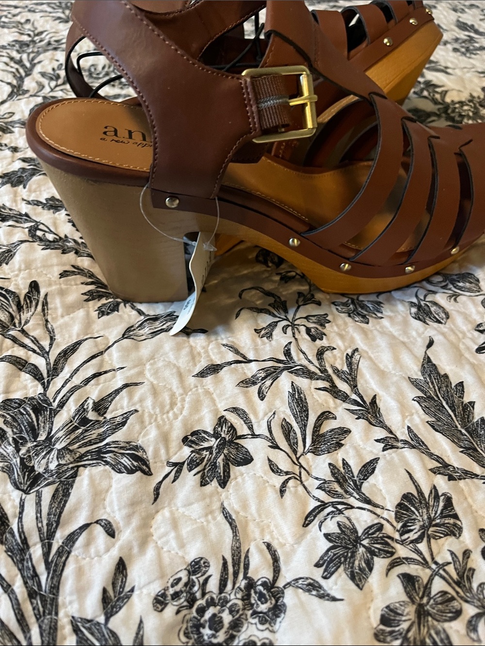 a.n.a Cognac Braided Strappy Sandals for Women - Picture 2 of 6